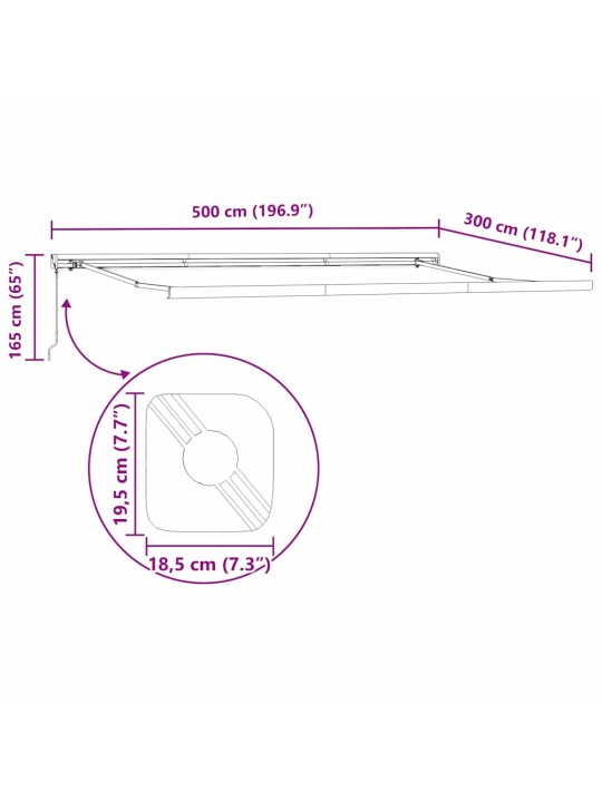 Varikatus valge 5 x 3 m metall
