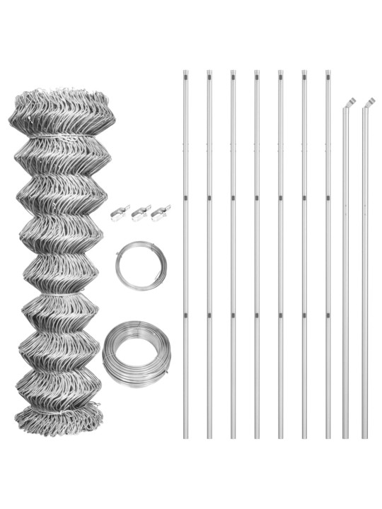 Võrkaed postidega, tsingitud teras, 15 x 1,5 m, hõbedane