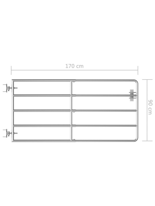 5 latiga põlluvärav, teras, (95–170) x 90 cm, hõbedane