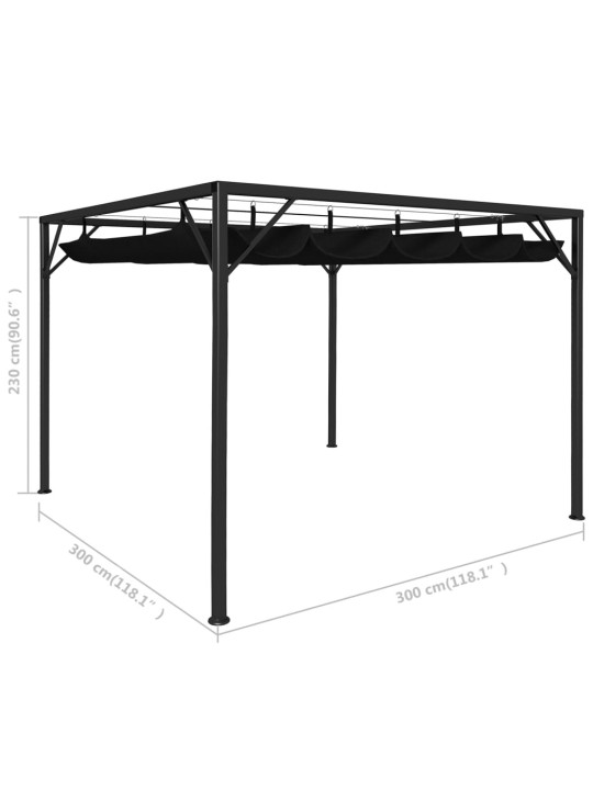 Aia varjualune eemaldatava katusega 3 x 3 m antratsiithall