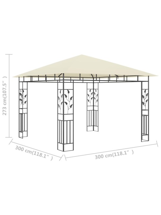 Varjualune sääsevõrguga, 3 x 3 x 2,73 m, kreemjas, 180 g/m²