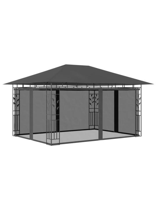 Varjualune sääsevõrguga, 4 x 3 x 2,73 m, antratsiit, 180 g/m²