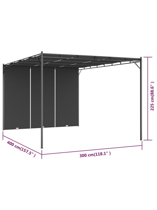 Varjualune küljekardinaga 4 x 3 x 2,25 m antratsiit