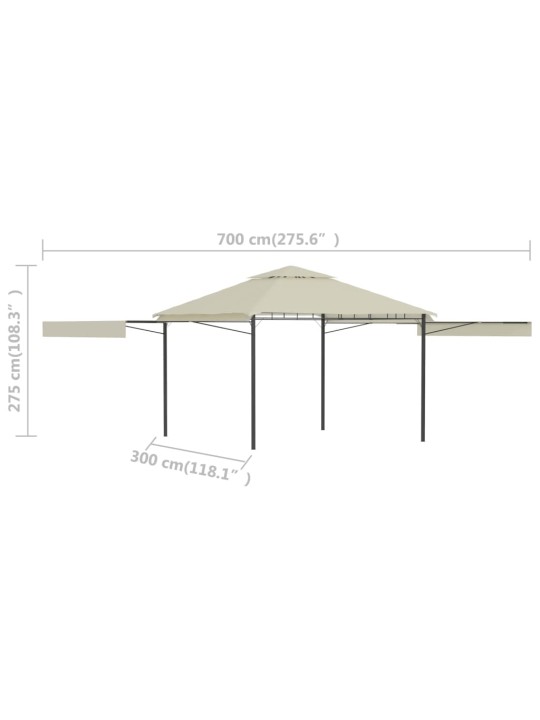 Varjualune, topeltkatusega, 3x3x2,75 m, kreemjasvalge, 180 g/m²