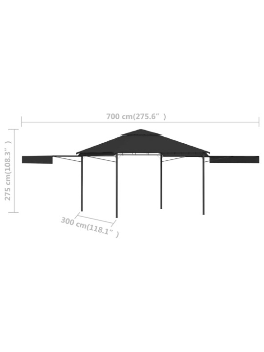 Varjualune, topeltkatusega, 3x3x2,75 m, antratsiithall, 180 g/m²