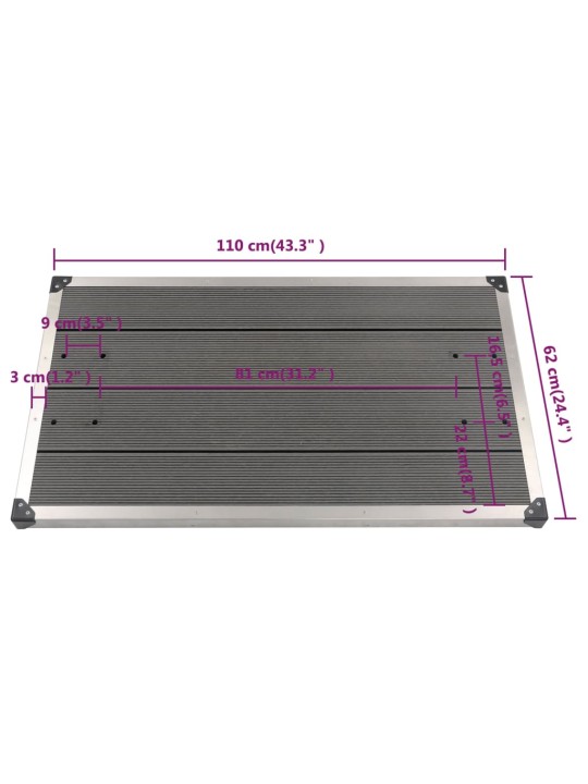 Väliduši alus, wpc, roostevaba teras 110 x 62 cm hall