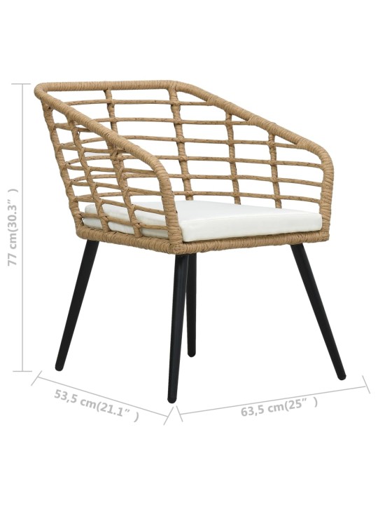 3-osaline bistrookomplekt, polürotang, tammevärvi