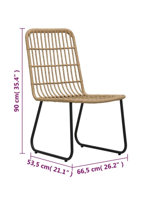 3-osaline bistrookomplekt, polürotang, tammevärvi