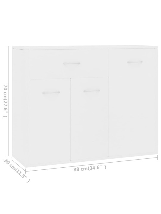 Puhvetkapp valge 88 x 30 x 70 cm, puitlaastplaat