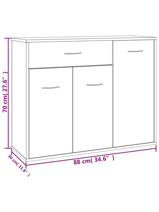 Puhvetkapp, betoonhall, 88 x 30 x 70 cm, puitlaastplaat