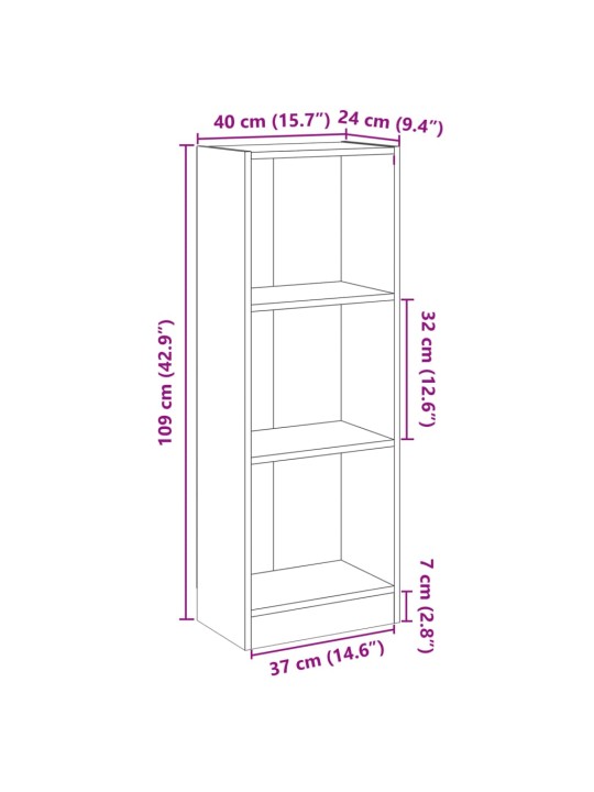 3-KORRUSELINE RAAMATURIIUL HALL 40X24X109 CM TEHISPUIT