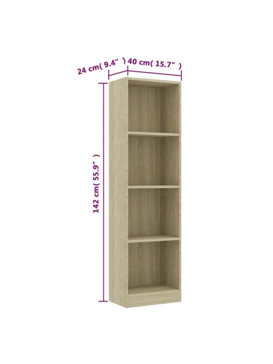 4-korruseline raamaturiiul sonoma tamm 40x24x142 puitlaastplaat