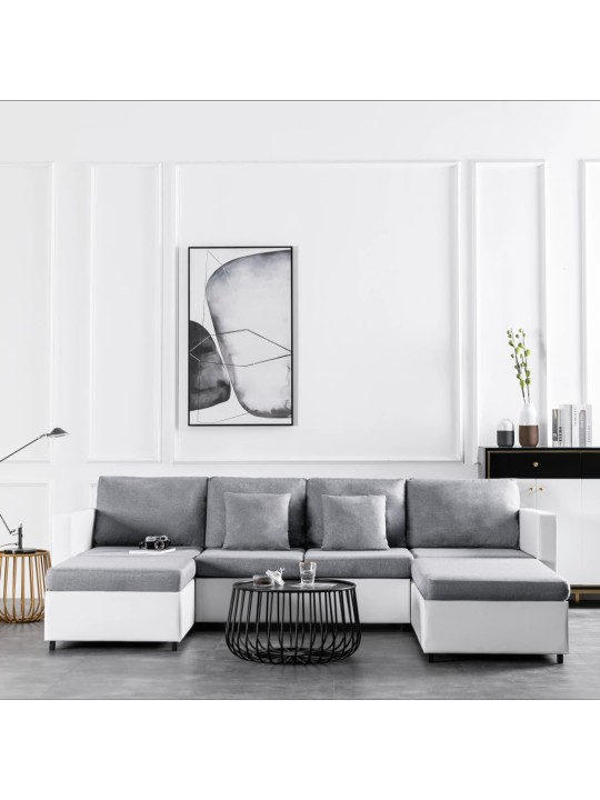 4-kohaline lahtikäiv diivanvoodi, kunstnahast, valge