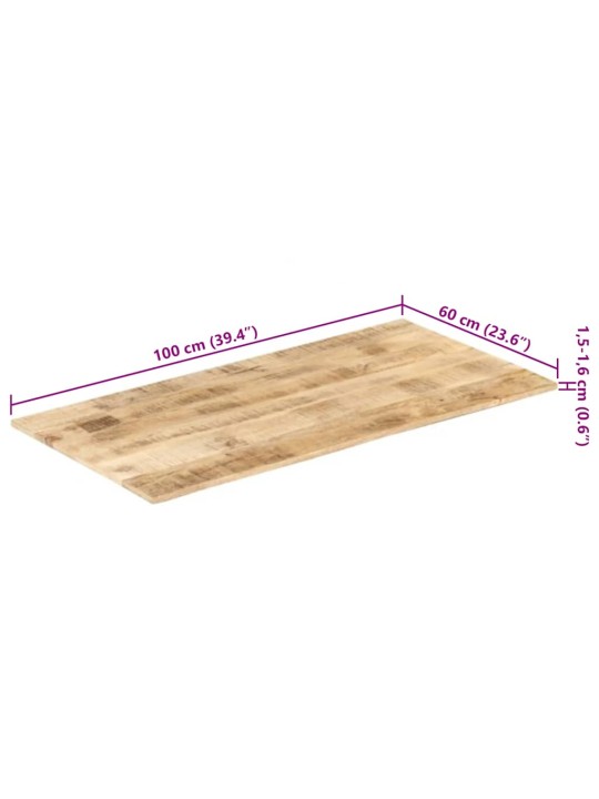 Lauaplaat tugevast mangopuidust 15–16 mm 100 x 60 cm