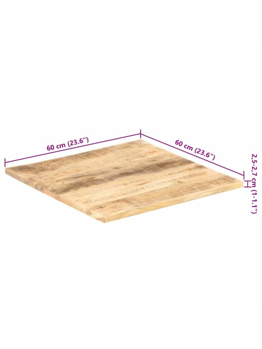 Lauaplaat tugevast mangopuidust 25–27 mm 60 x 60 cm
