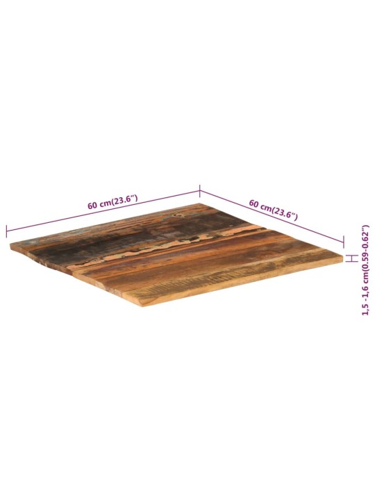 Ruudukujuline lauaplaat 60 x 60 cm 15–16 mm taaskasutatud puit