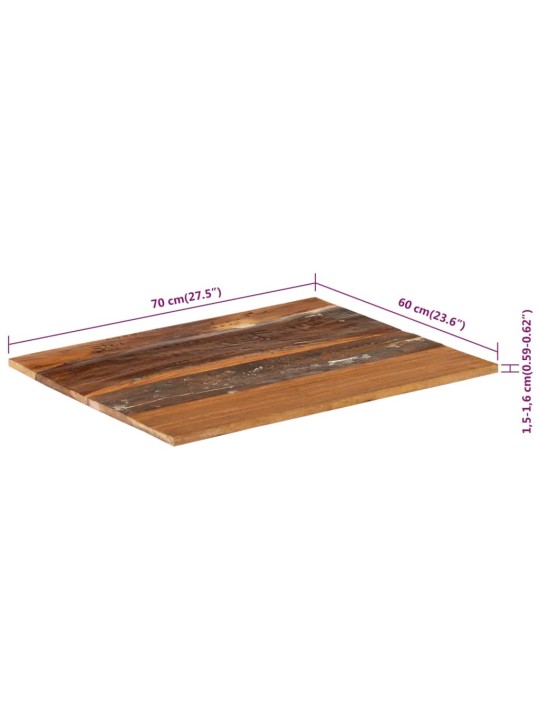 Ristkülikukujuline lauaplaat 60x70 cm 15–16 mm taastatud puit