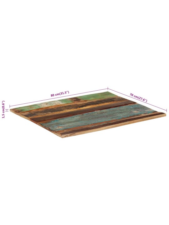 Ristkülikukujuline lauaplaat 70x80 cm 15–16 mm taastatud puit