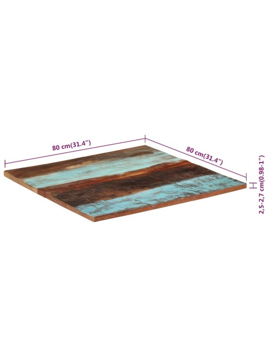 Ruudukujuline lauaplaat 80x80 cm 25–27 mm taaskasutatud puit