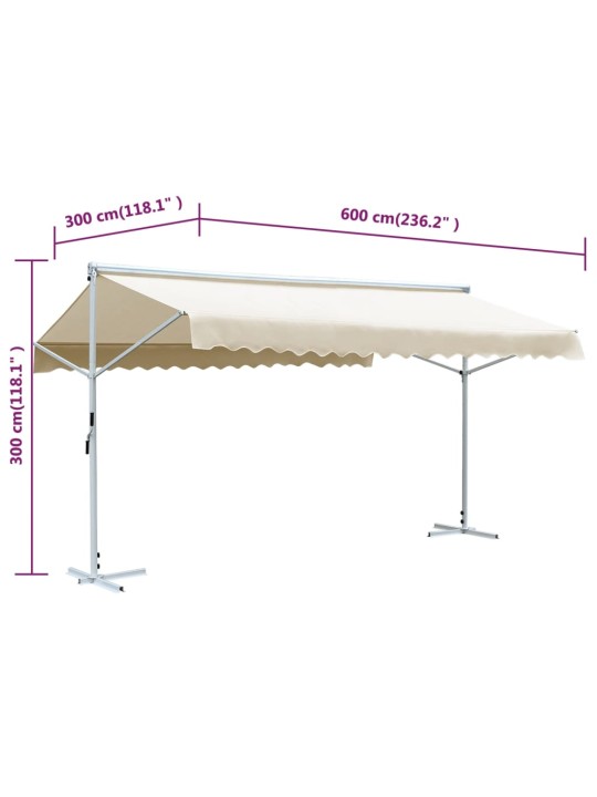 Iseseisev varikatus 600 x 300 cm, kreemjasvalge