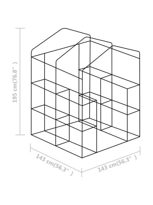 Kasvuhoone riiulitega, 143 x 143 x 195 cm