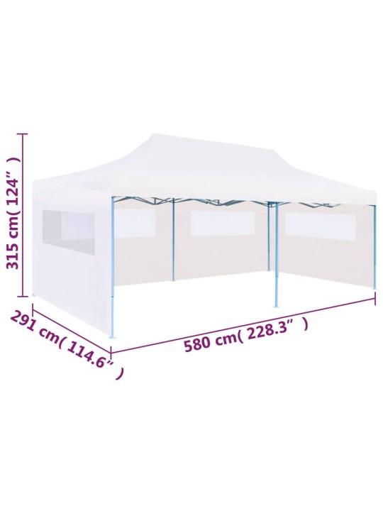 Kokkupandav pop-up peotelk külgseintega, 3 x 6 m, teras, valge