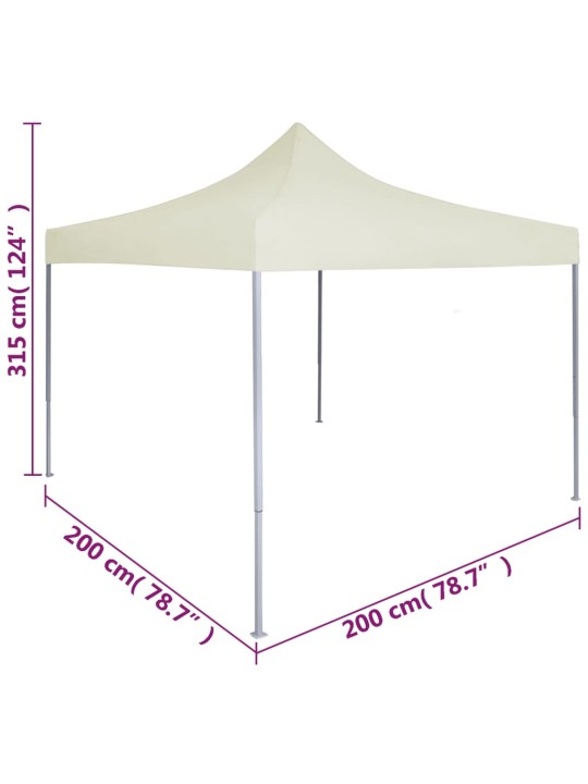 Professionaalne kokkupandav peotelk, 2 x 2 m, kreemjasvalge