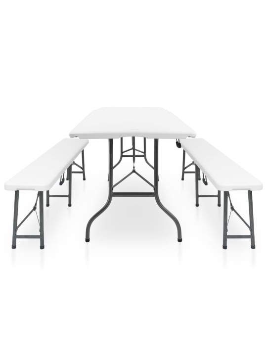 KOKKUPANDAV AIALAUD 2 PINGIGA 180 CM, TERAS JA HDPE, VALGE