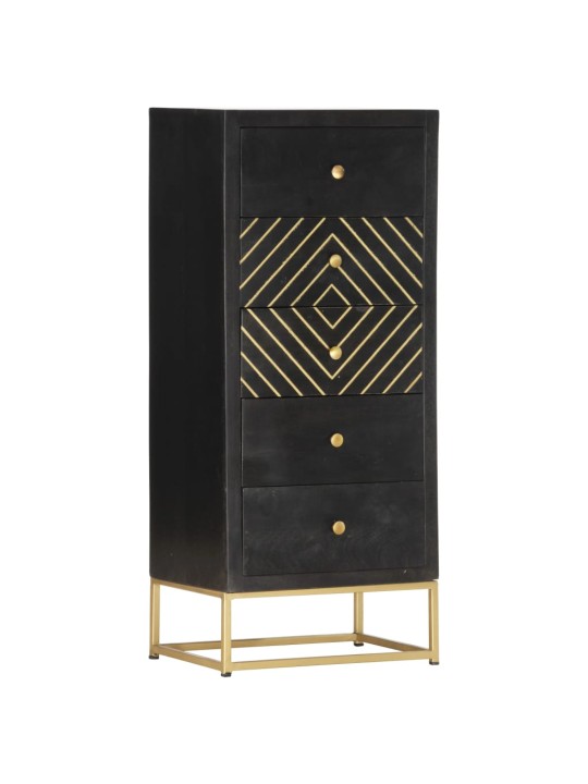 Kummut, must ja kuldne, 45 x 30 x 105 cm mangopuit