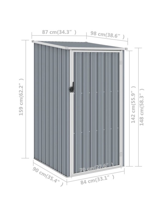 Aiakuur, hall, 87 x 98 x 159 cm, tsingitud teras