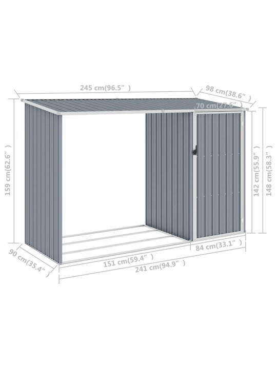 Aia puukuur, hall, 245 x 98 x 159 cm, tsingitud teras