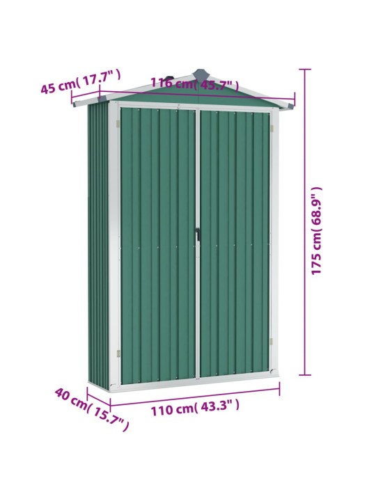 Aiakuur, roheline, 116x45x175 cm, tsingitud teras