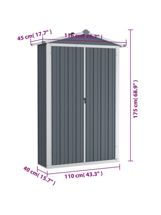 Aiakuur, hall, 116x45x175 cm, tsingitud teras