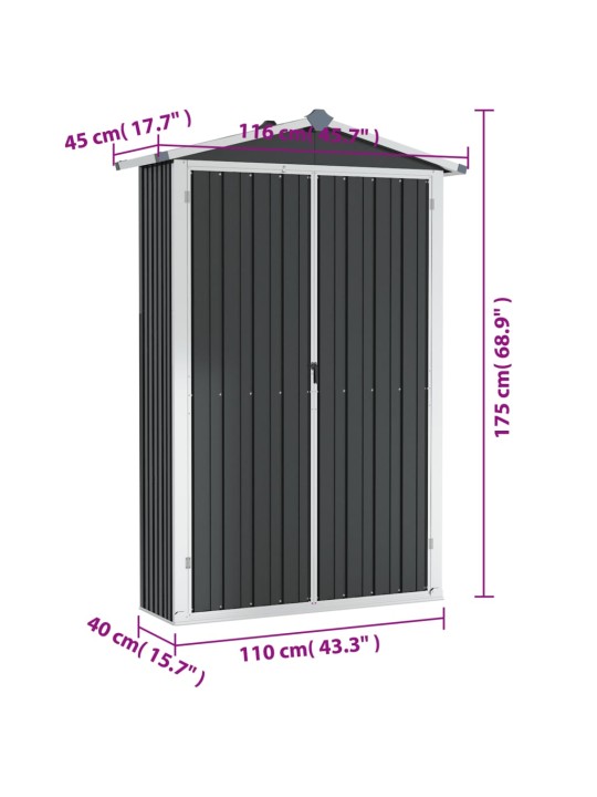 Aiakuur, hall, 116x45x175 cm, tsingitud teras