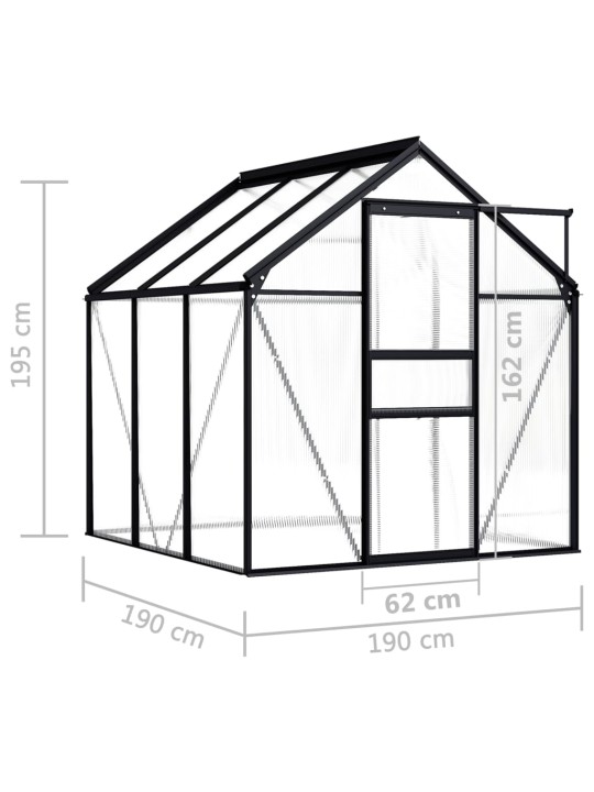 Kasvuhoone, antratsiithall, alumiiniumist 3,61 m³