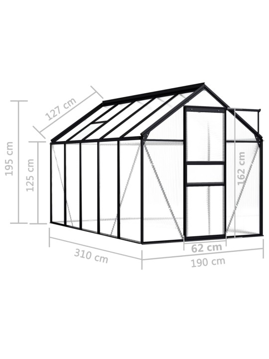 Kasvuhoone, antratsiithall, alumiiniumist 5,89 m³