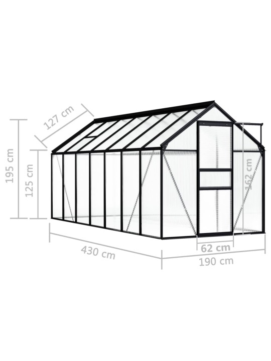 Kasvuhoone, antratsiithall, alumiiniumist 8,17 m²