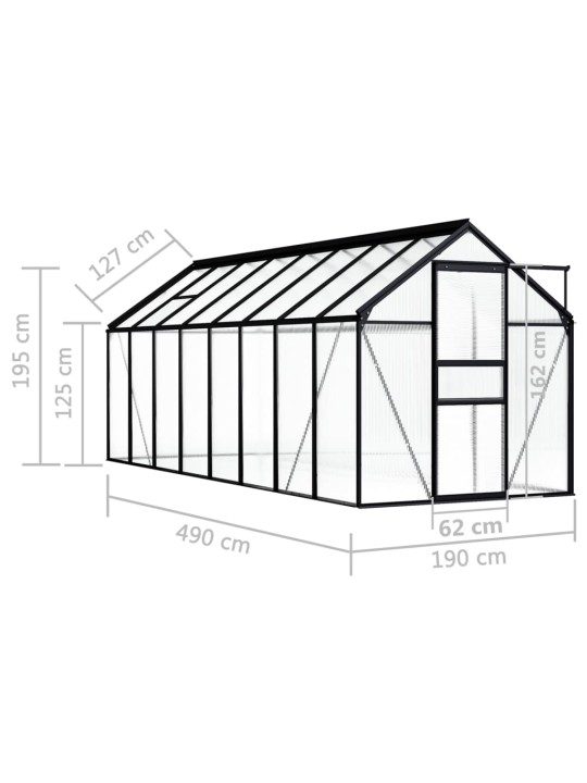 Kasvuhoone, antratsiithall, alumiiniumist 9,31 m²