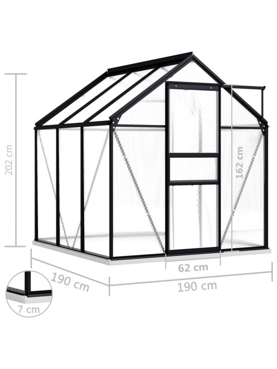 Kasvuhoone alusraamiga, antratsiithall, alumiinium 3,61 m³