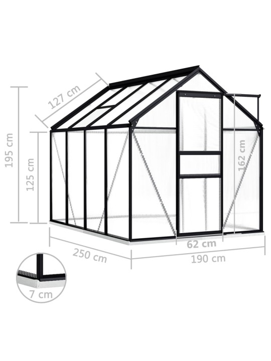 Kasvuhoone alusraamiga, antratsiithall, alumiinium 4,75 m²