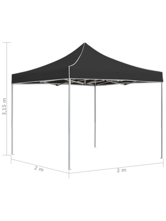 Kokkupandav peotelk seintega, alumiinium, 2 x 2 m, antratsiit