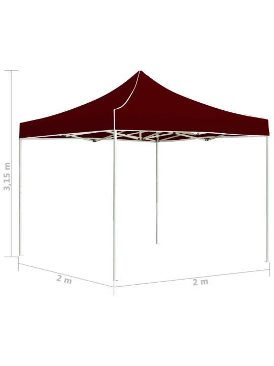 Kokkupandav peotelk, alumiinium, 2 x 2 m bordoopunane