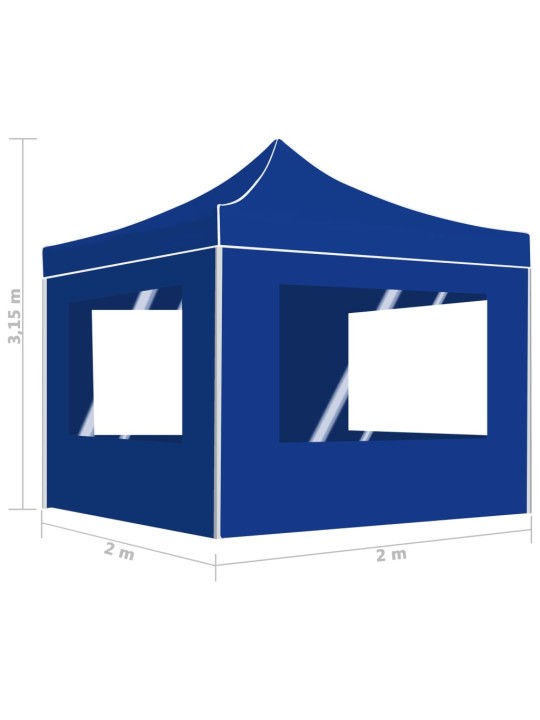 Kokkupandav peotelk seintega, alumiinium, 2 x 2 m sinine