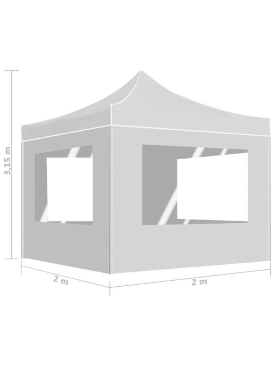 Kokkupandav peotelk seintega, alumiinium, 2 x 2 m, valge