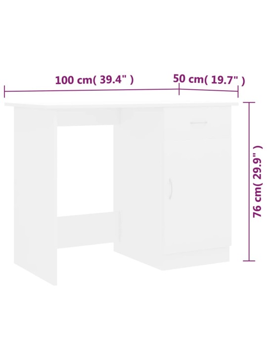 Kirjutuslaud, valge, 100 x 50 x 76 cm tehispuit