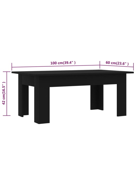 Kohvilaud, must, 100 x 60 x 42 cm puitlaastplaat
