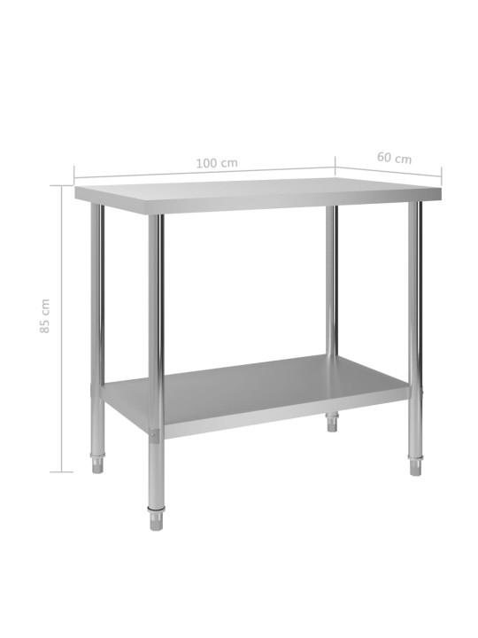 Köögi töölaud, 100 x 60 x 85 cm, roostevaba teras