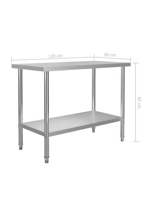 Köögi töölaud, 120 x 60 x 85 cm, roostevaba teras