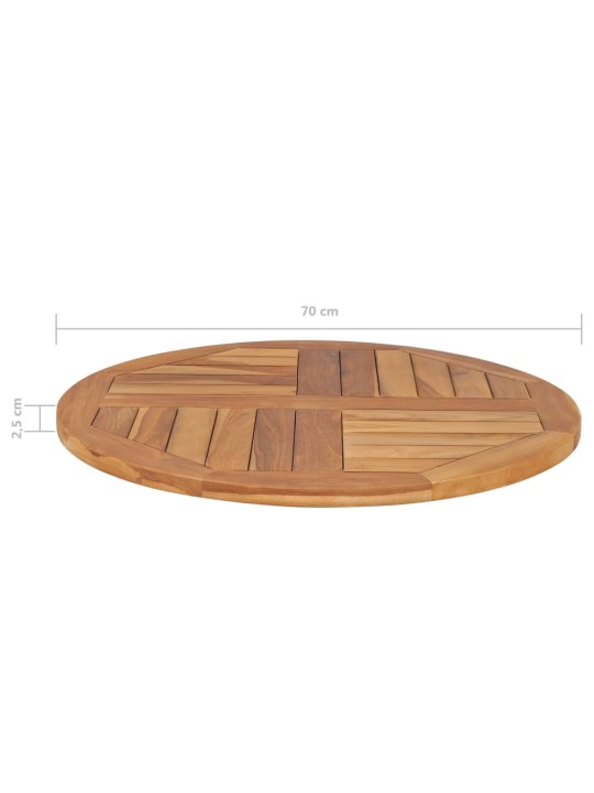 Lauaplaat, tiikpuu, ümmargune, 2,5 cm, 70 cm