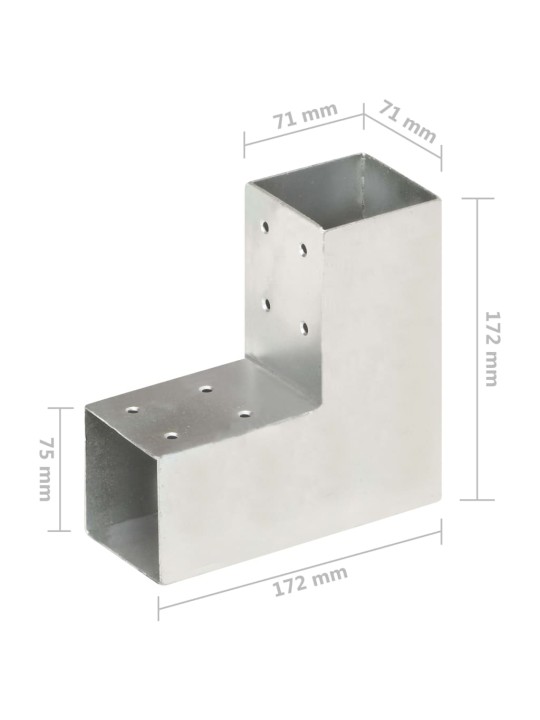 Postiühendused, 4 tk l-kujuline, tsingitud metall, 71 x 71 mm